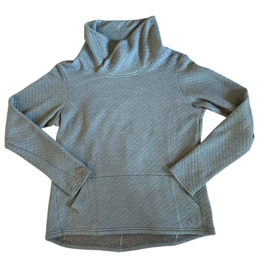 Women’s Kuhl Athena Merino Wool Blend Quilted Cowl Neck Sweater Pullover Large